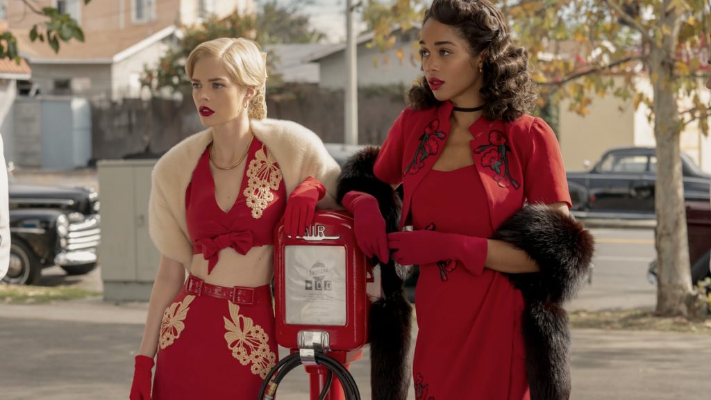 Samara Weaving and Laura Harrier in 'Hollywood'